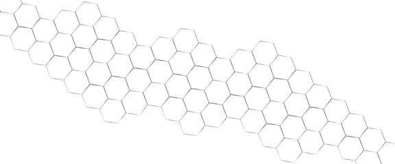 Vector modern hexagon honeycomb transparent background with glowing hexagon geometric lines.	