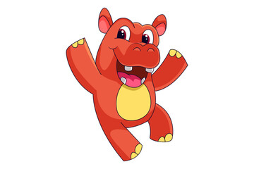 Cute Hippopotamus Cartoon Character Design