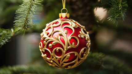 Close up of a Christmas ornaments on a Christmas tree