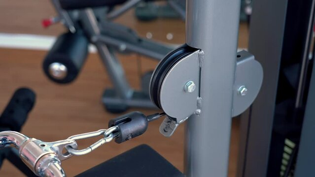 EA Workout Gym Equipment. Gym trainer close-up. High quality FullHD footage
