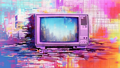Pixel glitch: Futuristic, post-apocalyptic cyberpunk error backdrop.generative ai