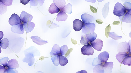 Fototapeta na wymiar Delicate Violets Watercolor Seamless Pattern, Background Image, Hd
