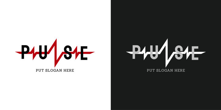 Pulse word-mark abstract logo with heartbeat