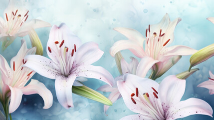 Dreamy Lilies Watercolor Seamless Pattern , Background Image, Hd