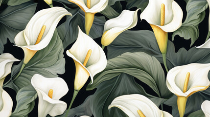 Elegant Calla Lilies Watercolor Seamless Pattern, Background Image, Hd
