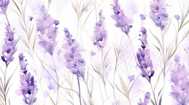 Dreamy Lavender Watercolor Seamless Pattern , Background Image, Hd