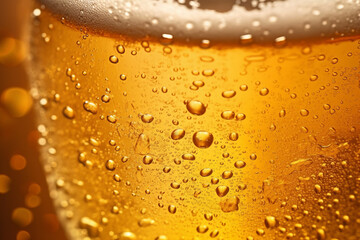 beer with bubbles in glass. Pouring beer with bubble froth in glass for background generativve ai