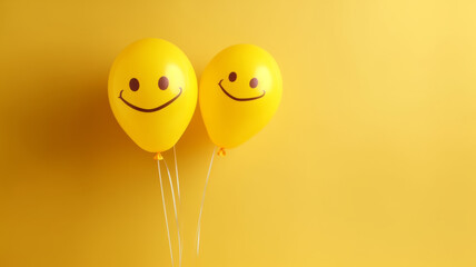 Happy family emotion with emoji balloons.