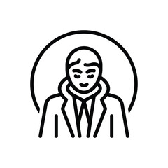 Black line icon for person 