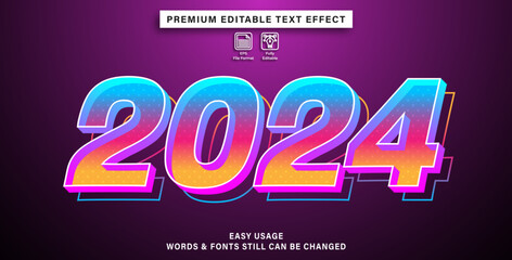 2024 text effect style - obrazy, fototapety, plakaty