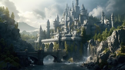 bridge over the river in the mountains