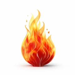 Fotobehang 3d fire flame icon with burning red hot sparks isolated on white background, ai technology © Rashid