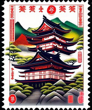 Traditional Japanese Post Stamp