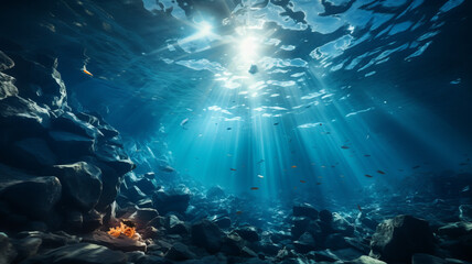 Sea or ocean underwater deep nature background generative ai - obrazy, fototapety, plakaty