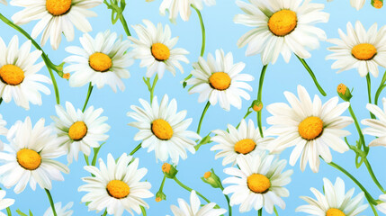 Playful Daisies Watercolor Seamless Pattern Cheerful, Background Image, Hd