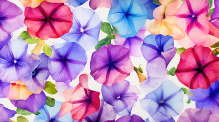 Fototapeta na wymiar Playful Petunias Watercolor Seamless Pattern Colorful, Background Image, Hd
