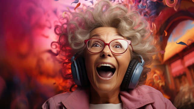 Portrait Of Surprised Cheerful Old Woman Listening, Background Image, Hd