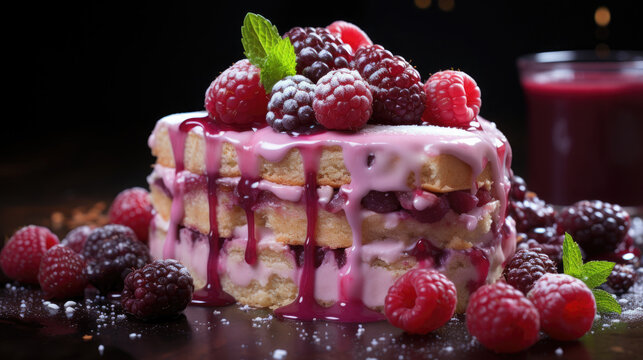Raspberry Cake  Professional Photography And Light, Background Image, Hd