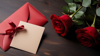 red rose with card generated by AI