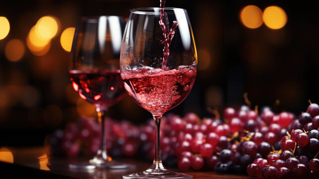 Red Wine Pouring Into Wine Glass Close-Up, Background Image, Hd