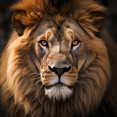 Close up photo of lion, ai technology