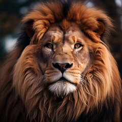 Fototapeta premium Close up photo of lion, ai technology