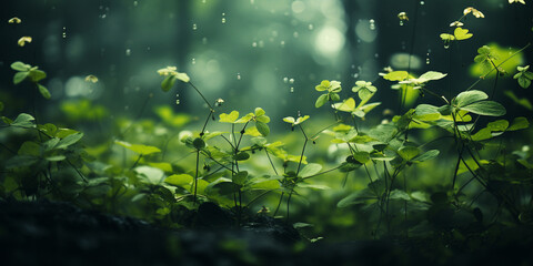Fototapeta na wymiar Dark green blurred natural background_