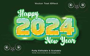 New year 2024 3d rendering text effect