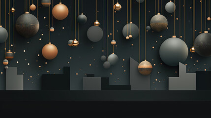 Christmas card for architect with xmas balls and houses