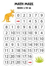 Get cute kangaroo to the shrub by counting to 16.