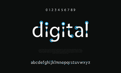 Digital Future font creative modern alphabet fonts. Typography colorful bold with color dot regular. vector illustrator - obrazy, fototapety, plakaty