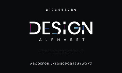 DESIGN Modern abstract digital alphabet colorful font minimal technology typography creative urban. vector illustration