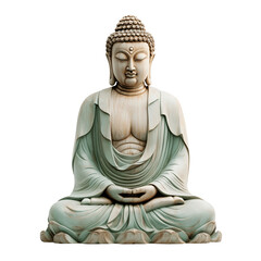 Meditating Buddha Statue in lotus position isolated on transparent background (png)