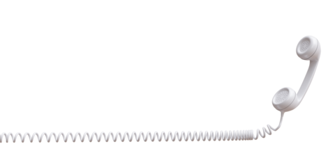 White old phone receiver isolated on white transparent background, PNG