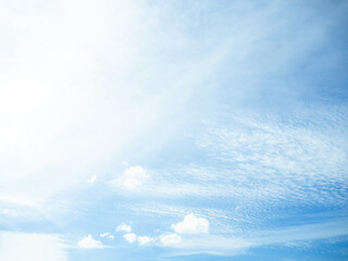 Obraz premium Day Blue Sky Background Cloud Summer cloudy Clear Beauty Light White Texture Horizon Spring Nature Air Clean Sunny Bright Skyline View Landscape Morning Sun Backdrop Scene Fresh Sunshine Texture.