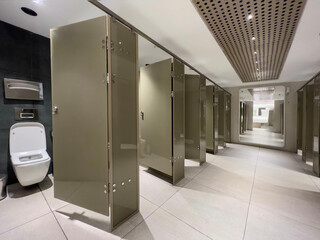 modern public wc toilet or restroom interior