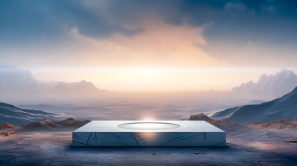 Natural landscape with poduim stand. Fantasy style. Use for product presentation and banner.