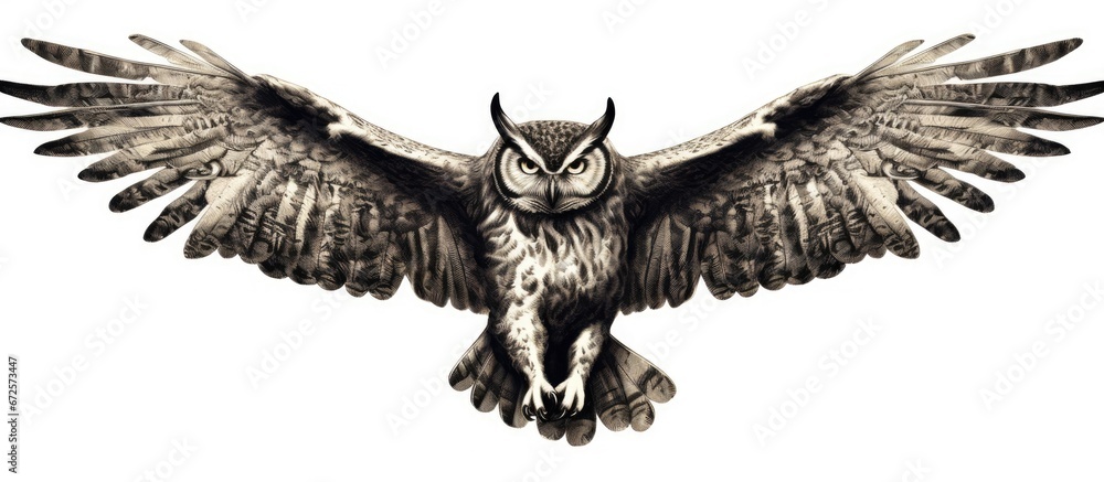 Poster The engraved illustration of the owl taken from Buffon s Complete Work represents its vintage charm