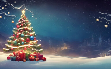 christmas tree with gifts background