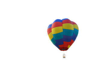 Colorful hot air balloons flying isolated on white background in nation park.Hot air balloon festival travel concept.