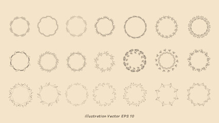 Floral ornamental doodle dividers, vintage hand drawn tribal arrow and calligraphic deco border vector set isolated on cream color  background. Vector Illustration EPS 10