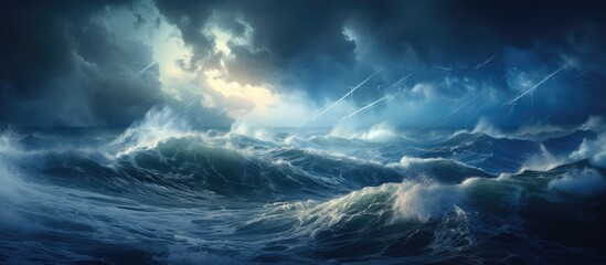 Severe weather at sea Composition of natural elements - obrazy, fototapety, plakaty