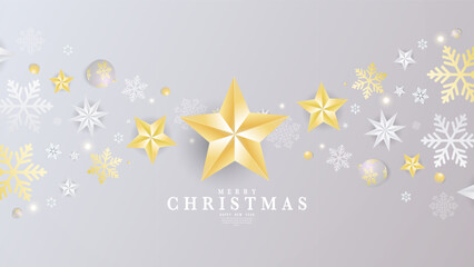Merry Christmas and Happy New Year with snowflakes background ,element in Christmas holiday , Flat Modern design , illustration Vector EPS 10
