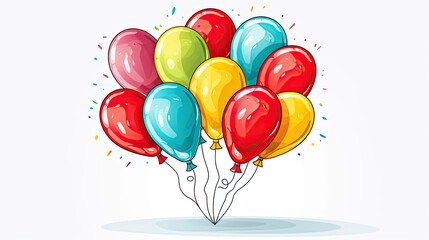 Colorful balloons with confetti , on white background 
