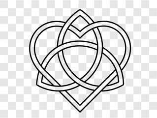Celtic love icon. Triquetra heart symbol. Vector illustration isolated on transparent background