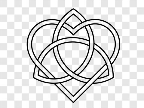 Celtic love icon. Triquetra heart symbol. Vector illustration isolated on transparent background