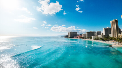 waikiki skyline aerial view photo