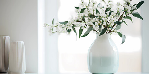 Decorating the Windowsill with a Vase of Lily Flowers: Interior Design and Flower Arrangement