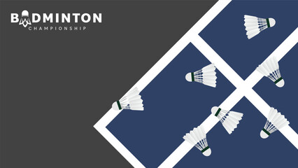 White badminton shuttlecock on court  background badminton court indoor, badminton sports wallpaper with copy space  ,  illustration Vector EPS 10