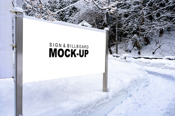 Sign & Billboard Mockup in Snow - Outdoor Advertising Display